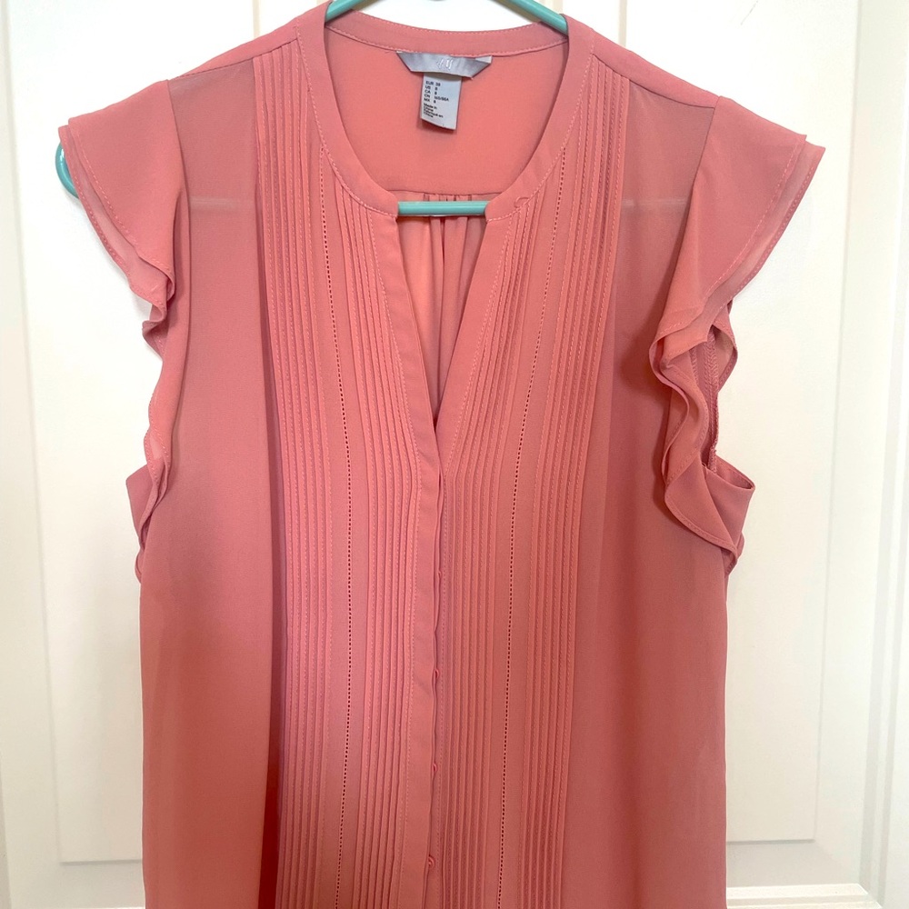 H&M Flutter Sleeve Button Blouse Size 8